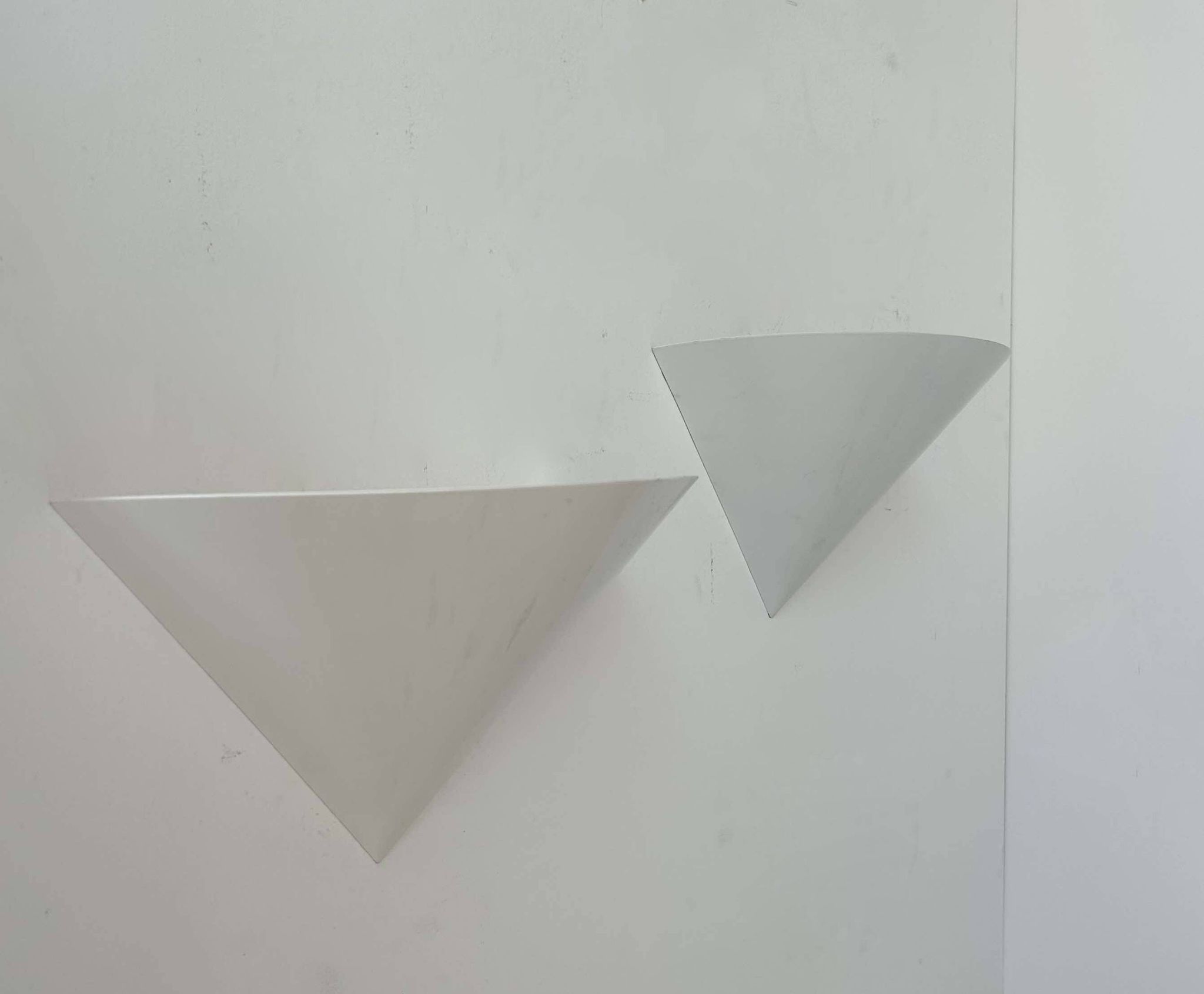 Pair of vintage wall lights, white metal, France 1970