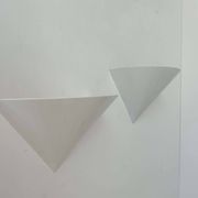 Pair of vintage wall lights, white metal, France 1970
