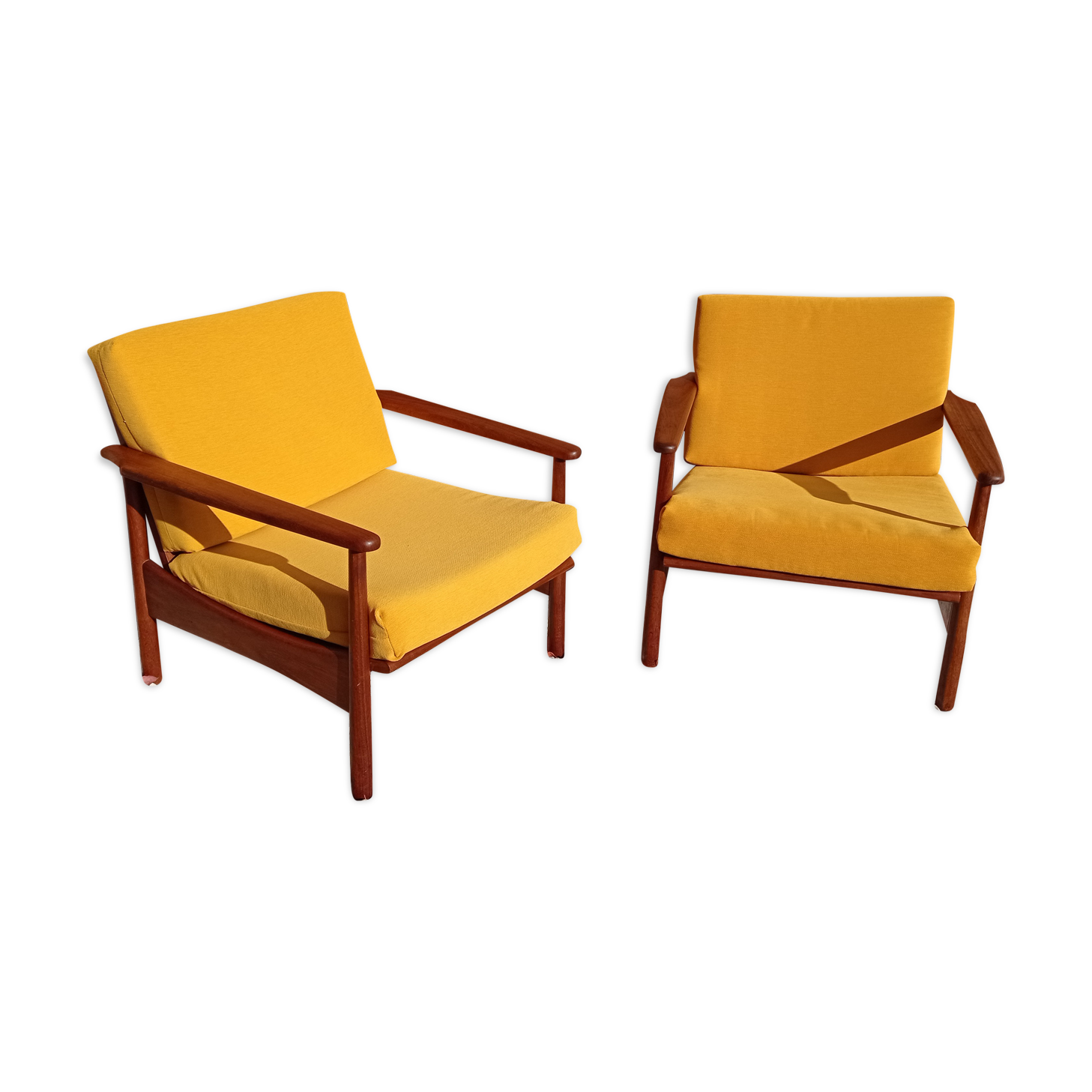 Pair of teak armchairs