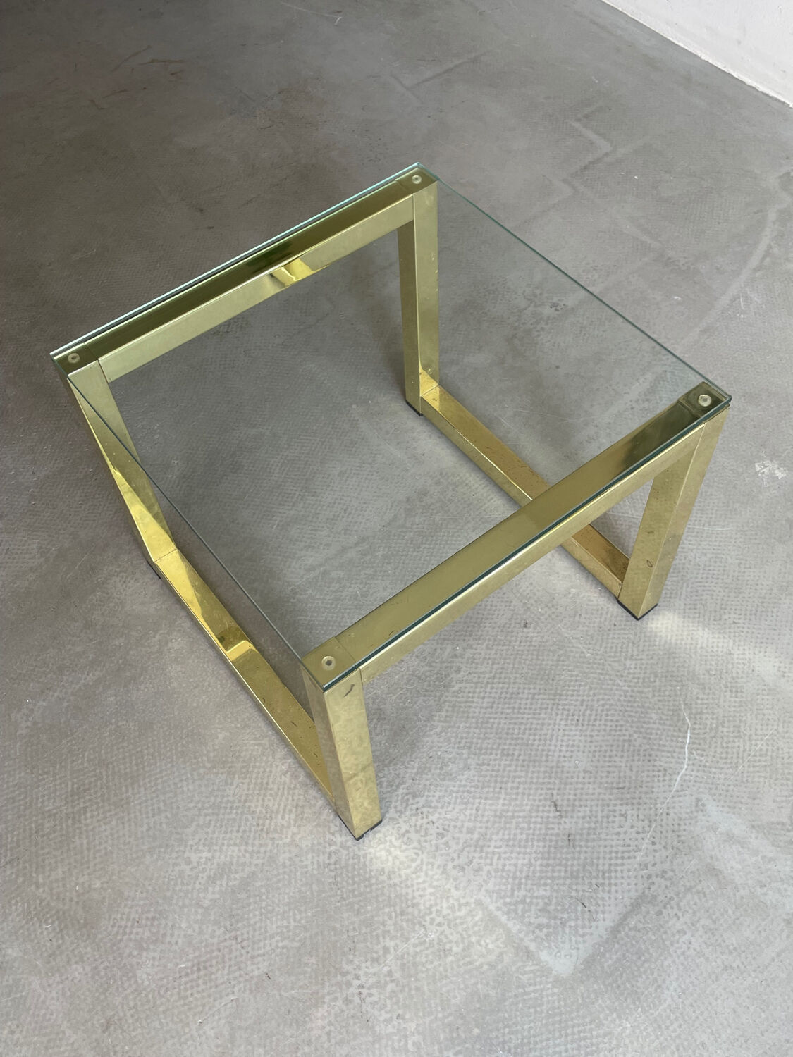 Coffee Table in Gold Brass Glass