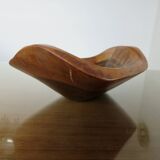 Large walnut bowl, signed, in the style of Alexandre Noll