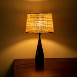 Danish keel-shaped table lamp in teak and ebony by Fog & Morup.