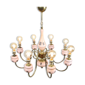 Mid-century brass and glass chandelier