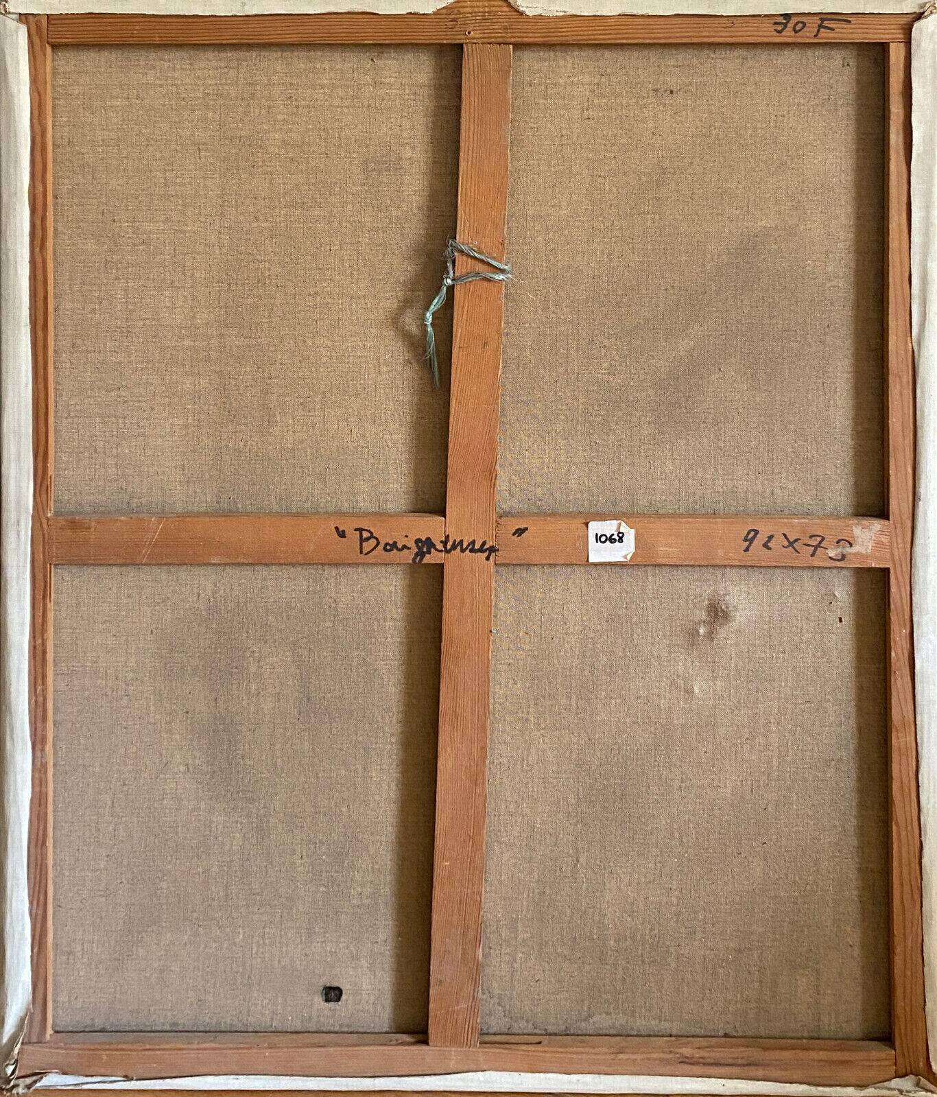 Large painting hst "baigneuses" marcelle guetta-fattal (1922-2009) fauvism