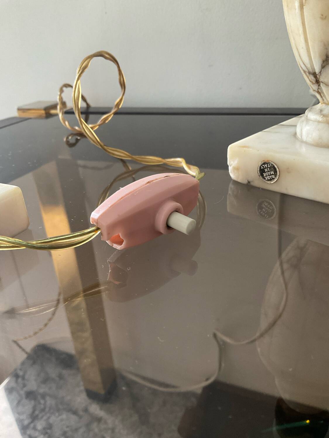 Pair of marble lamp bases from the 1950s.