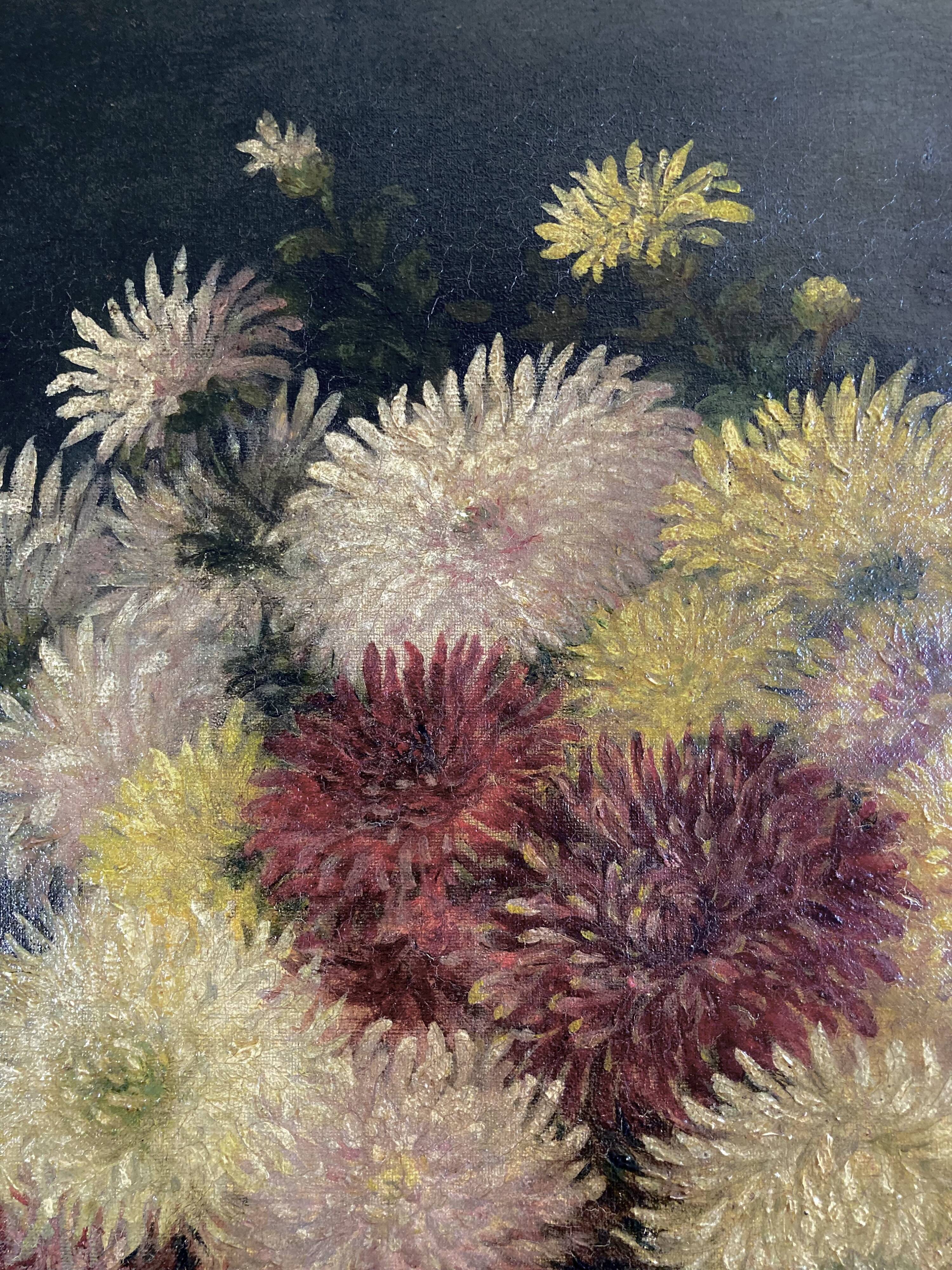 Oil on canvas 19th century bouquet of flowers