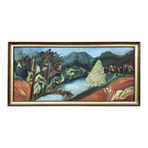 Landscape oil on wood framed vintage