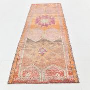 Pink & Orange Oriental Vintage Runner Rug, 101x301Cm