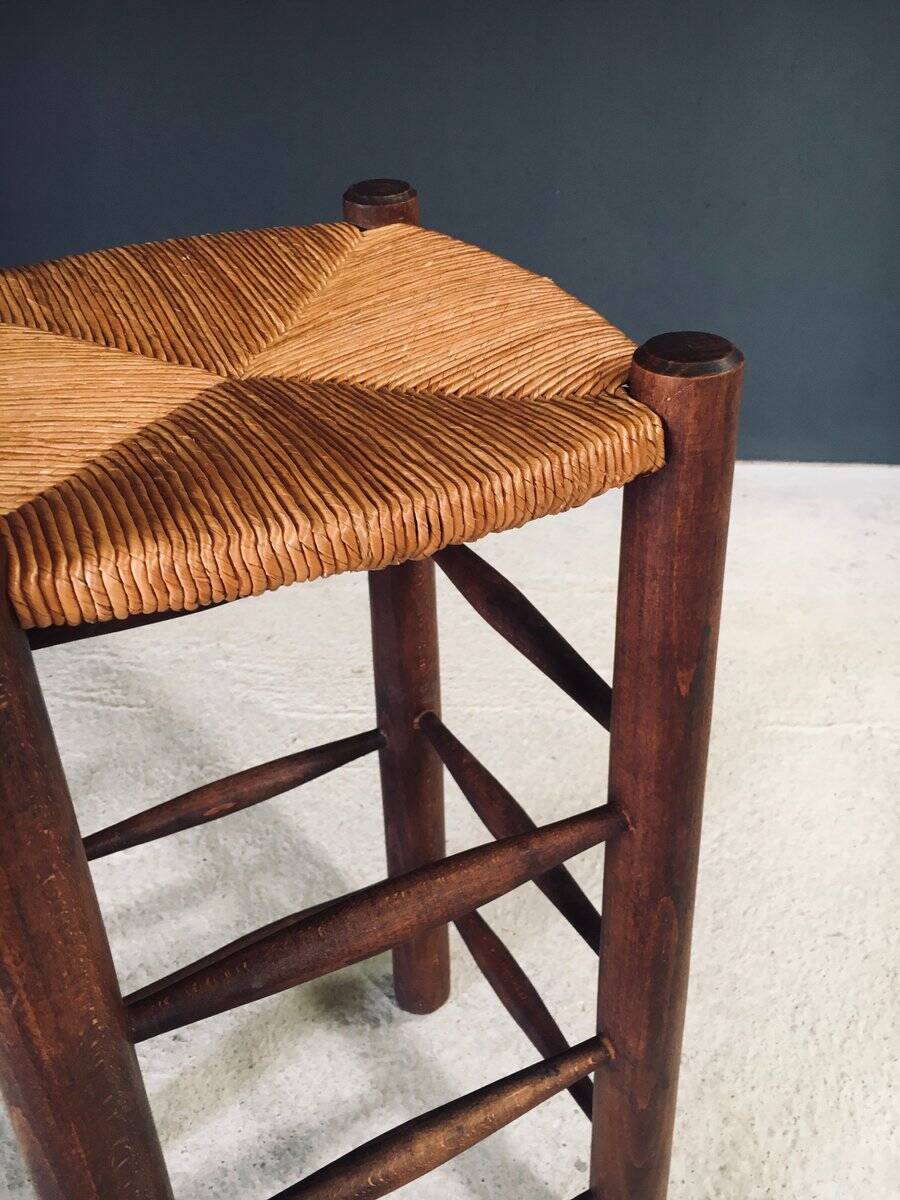 Brutalist bar stool by Charles Dudouyt, France, 1940s.