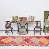 3x10 Orange & Red Turkish Vintage Runner Rug, 97x301Cm SK 22031