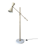 Midcentury brass and marble diablo floor lamp, Italy 1960s