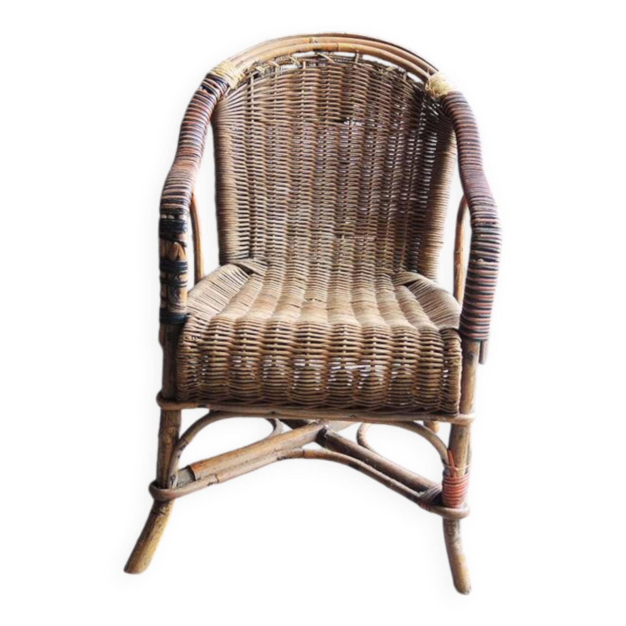 Antique Rattan Children's Armchair