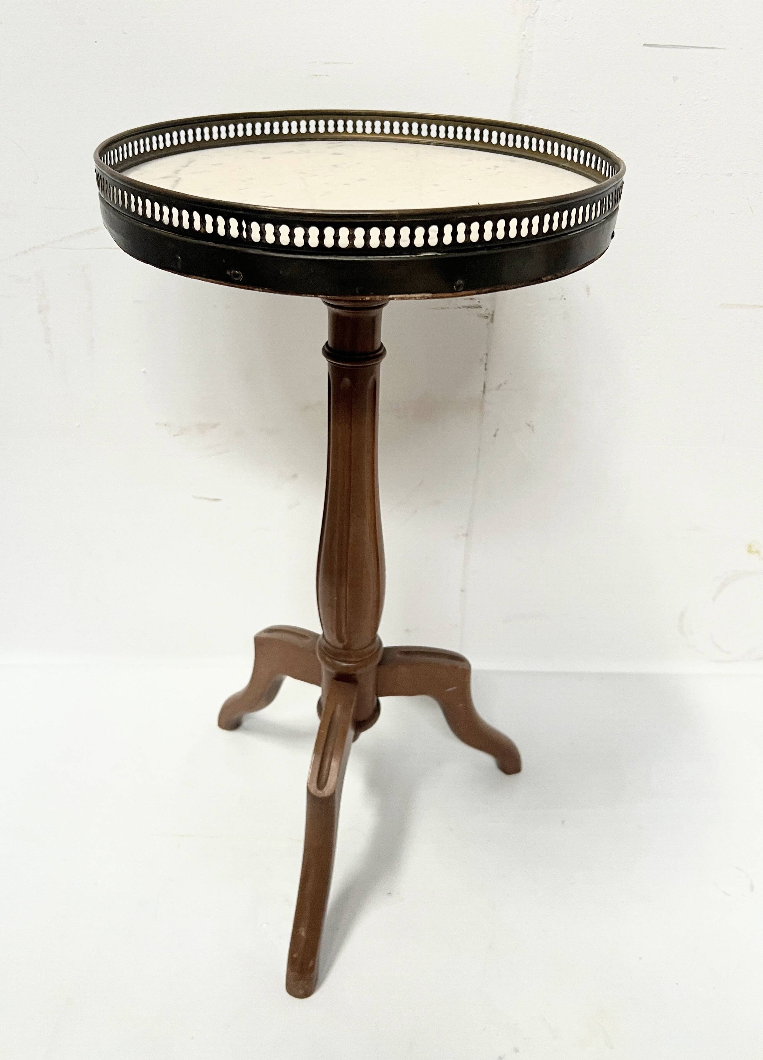 Louis XVI style side table in beech and marble, 20th century.