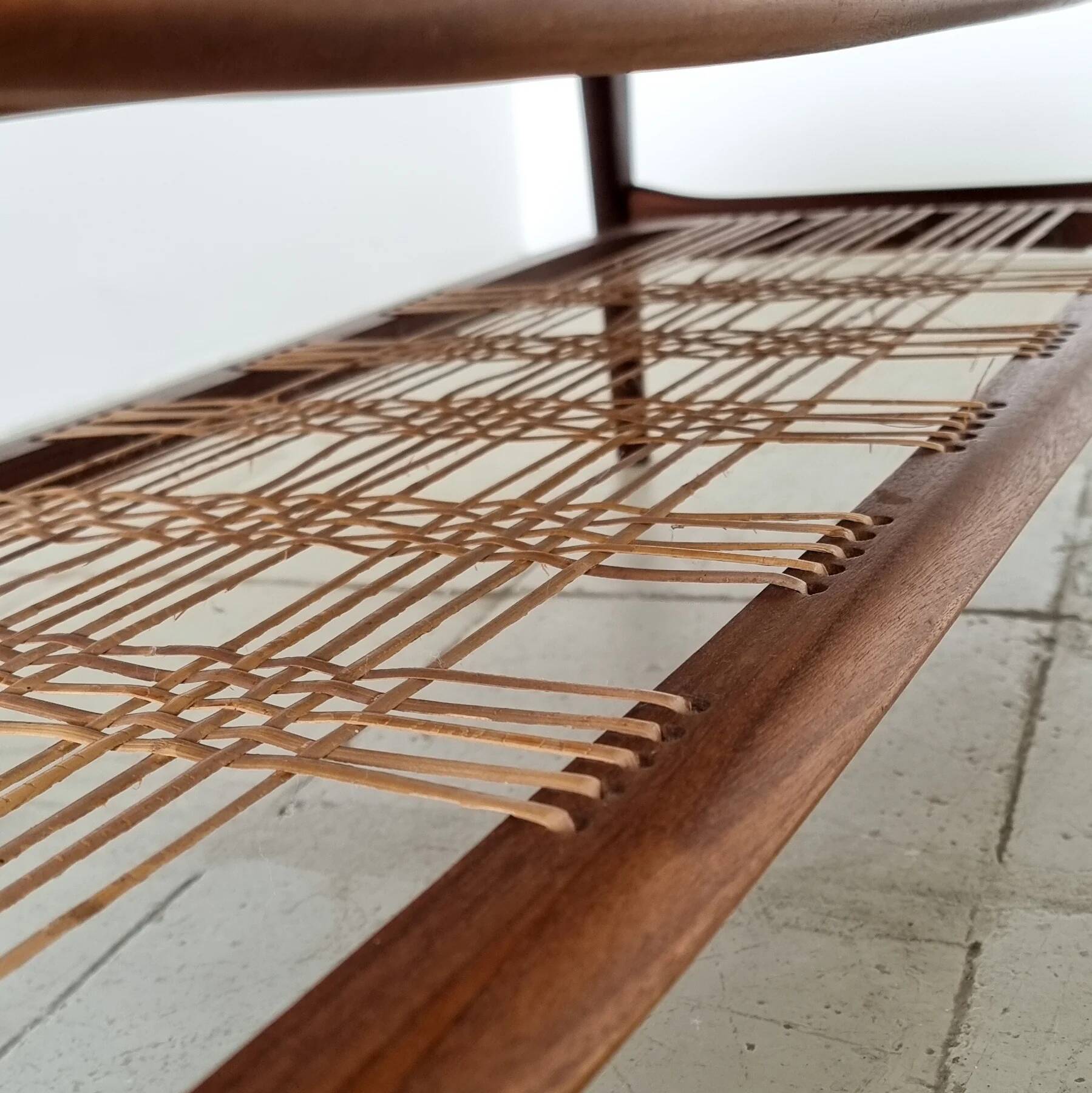 Teak coffee table by Louis Van Teeffelen with tile inlay.