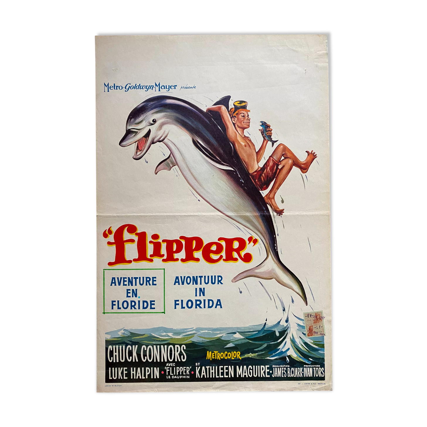 Original movie poster "Flipper Adventure in Florida" 36x54cm 1963