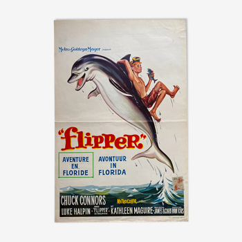 Affiche cinéma originale "Flipper Aventure en Floride" 36x54cm 1963