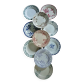 10 assiettes plates anciennes en Terre de fer