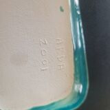 Signed turquoise enameled ceramic pocket tray