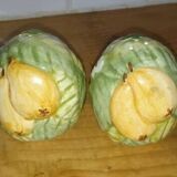 Salt and pepper shakers in earthenware – frugal pattern, 1950s