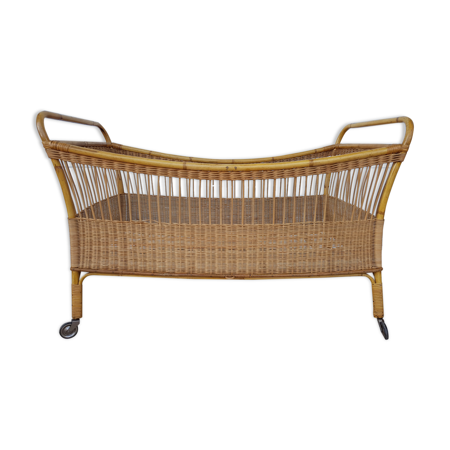 Old children's bed Bamboo, Rotin er Vintage Osier 50 60