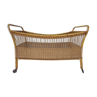 Old children's bed Bamboo, Rotin er Vintage Osier 50 60