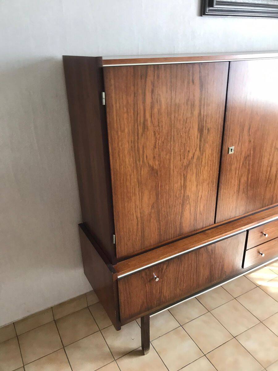 Mid-Century Brown Wood Buffet G.N.B. (1960s) - 2 parts, 217 x 46 x 139 cm