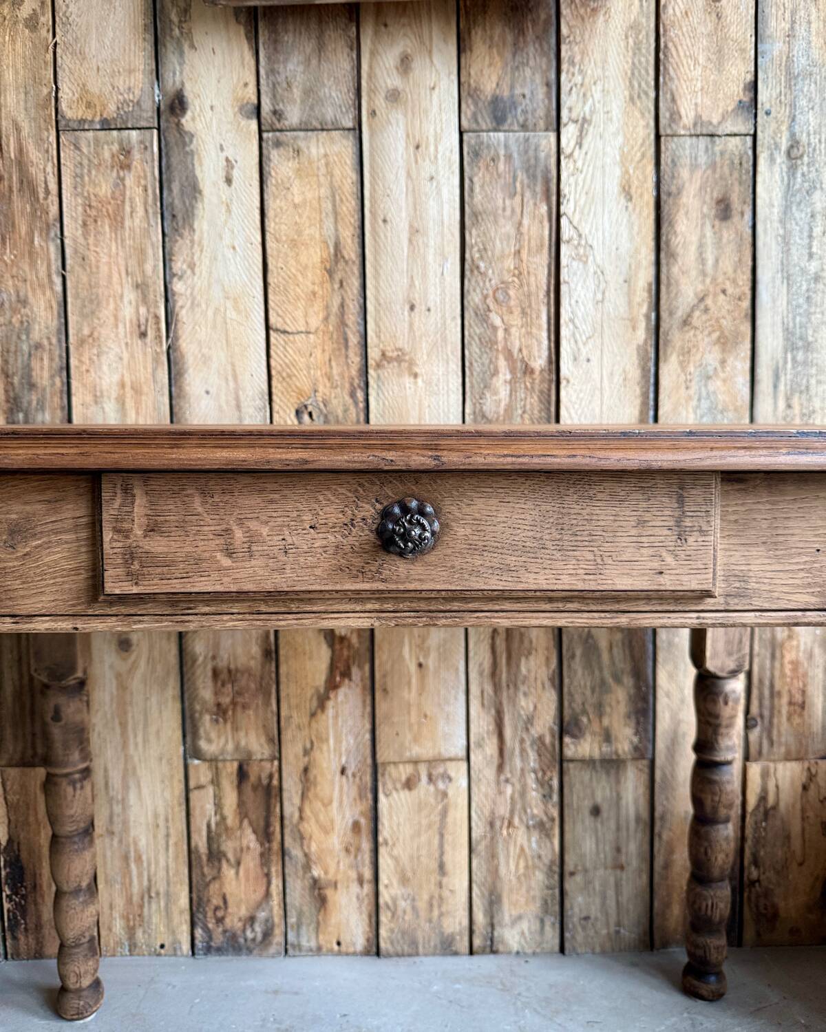 Antique table with turned legs (renovated)
