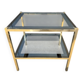 70s mirrored glass side table
