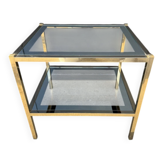 70s mirrored glass side table