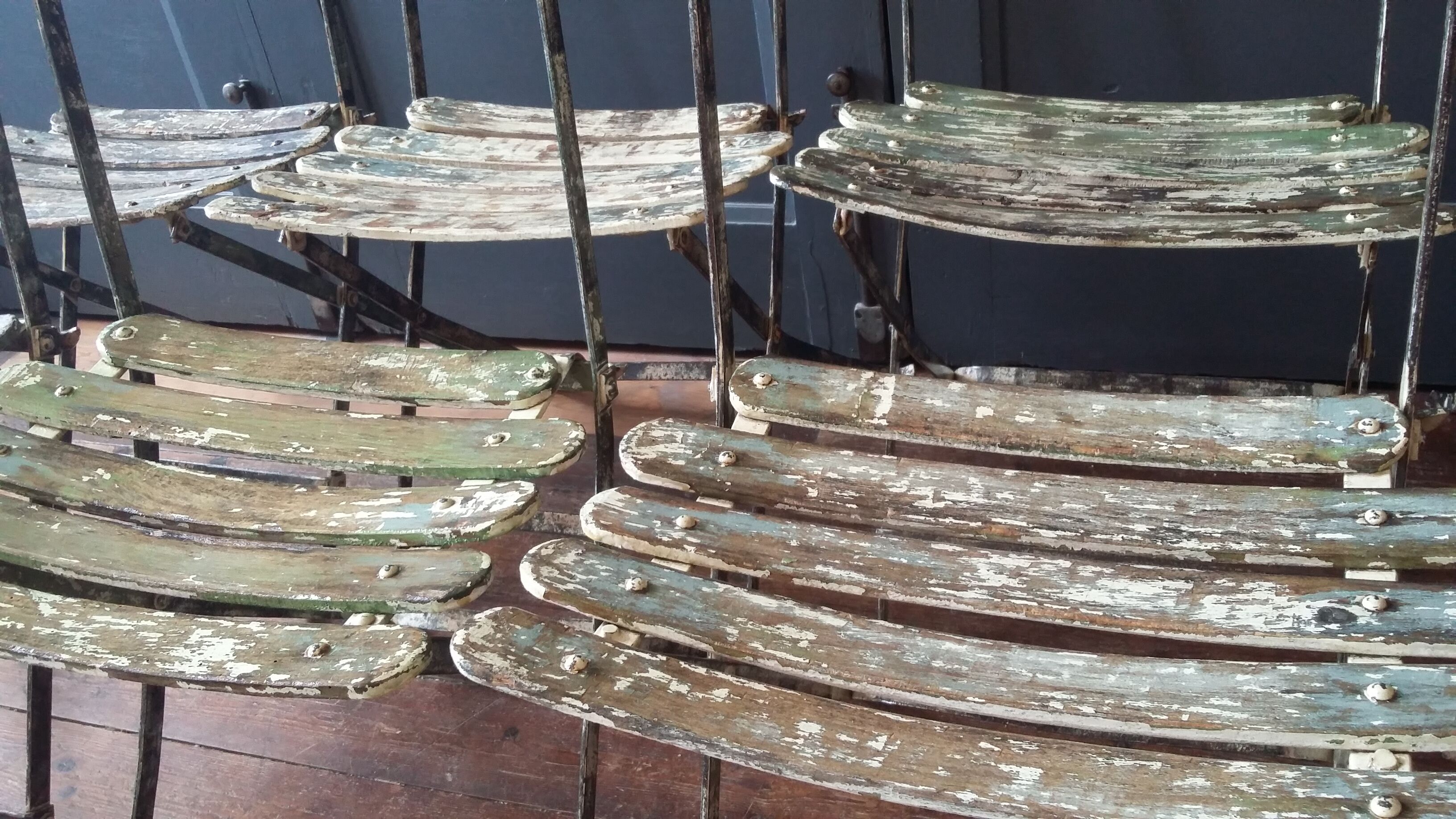 Set of 8 folding bistro / garden chairs fermob 1950