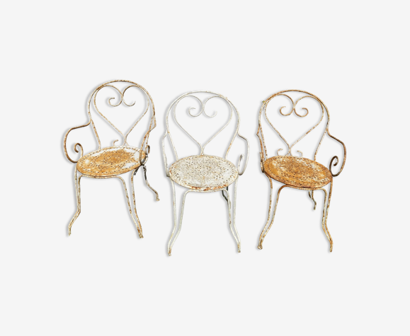 Lot 3 chaises jardin métal