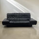 Vintage 3-seater sofa in black leather Rolf Benz RB 3400, 1980s.