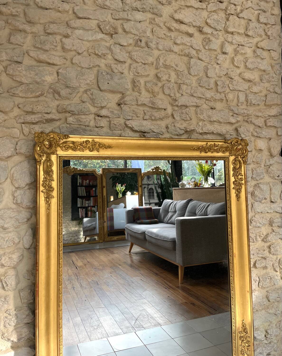 Empire period fireplace mirror, sublime gold leaf, 127cm/106cm