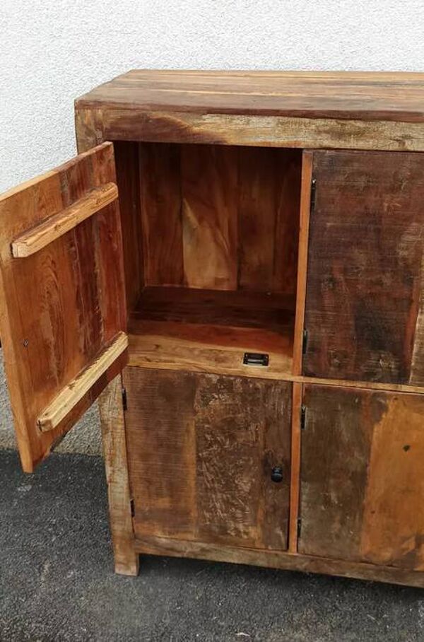 Meuble de rangement en bois ancien, 8 portes
