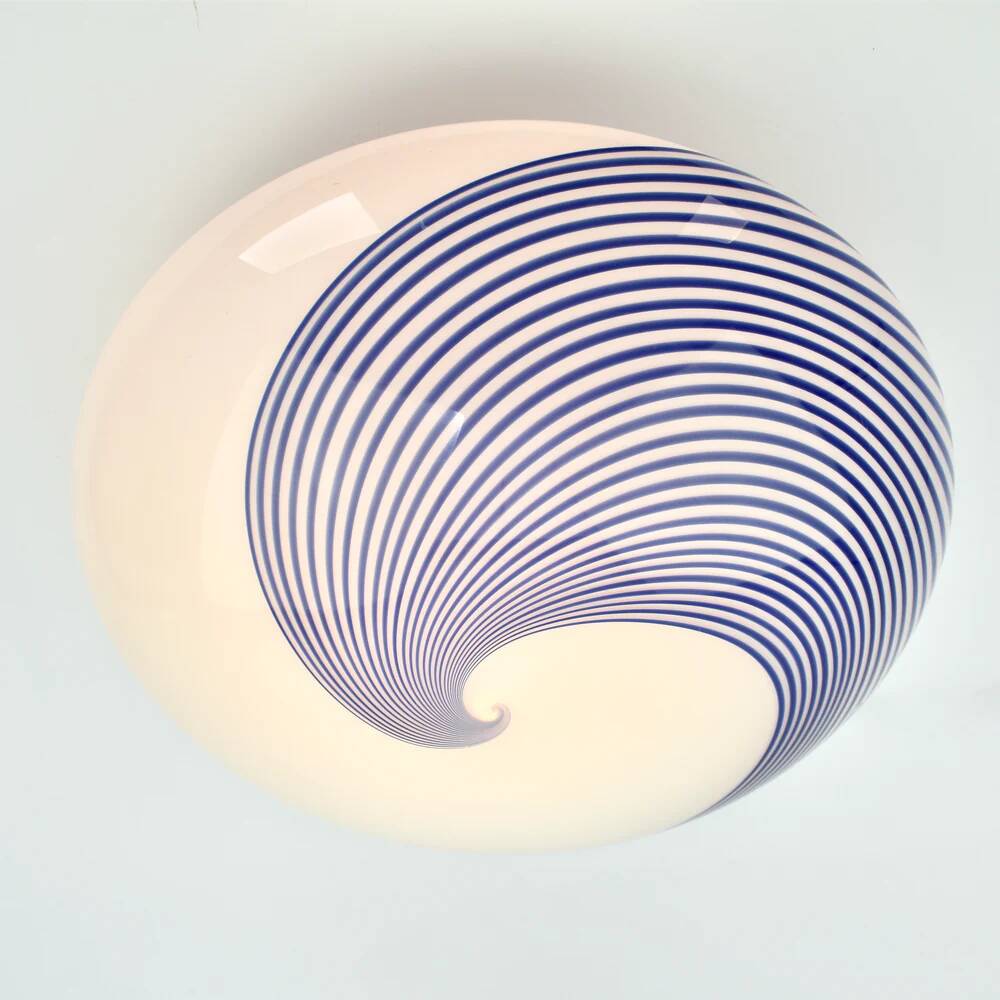 Vintage Murano glass cobalt blue swirl flush mount