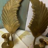 Pair of old bronze/brass wall lights