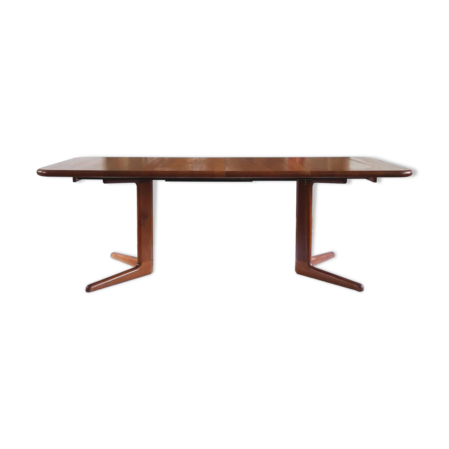 Table à manger danoise extensible en teck, pied central