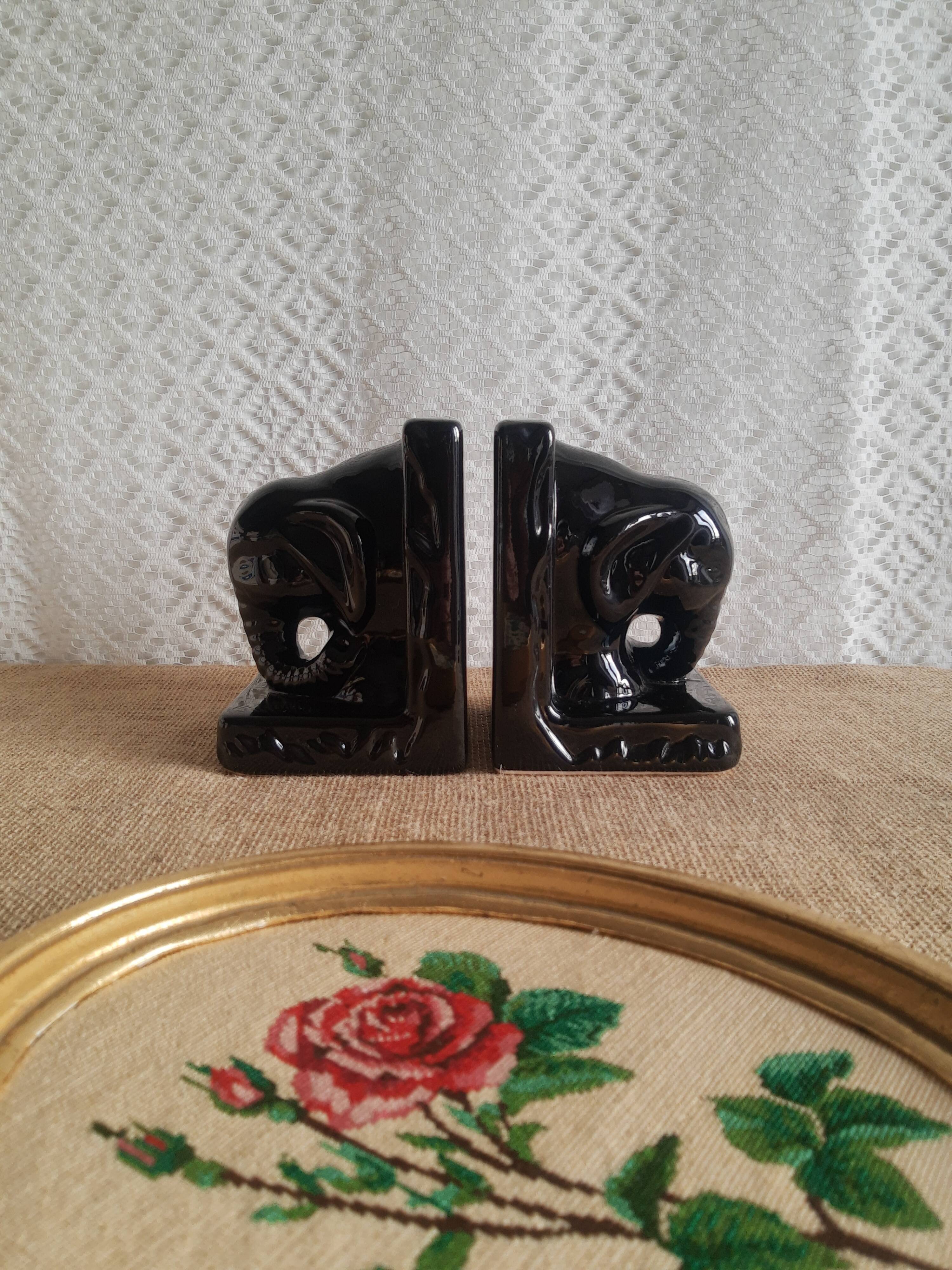 Pair of greenhouse books ceramic vintage elephant