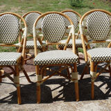 Chairs of terrace bistro type parisien in rattan et scoubidou