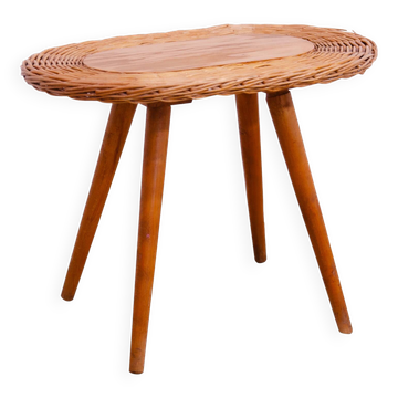 Tabouret en rotin du milieu du siècle par Jan Kalous pour ÚLUV, années 1960, Tchécoslovaquie