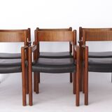 6 vintage armchairs, 1960s, danish, teak