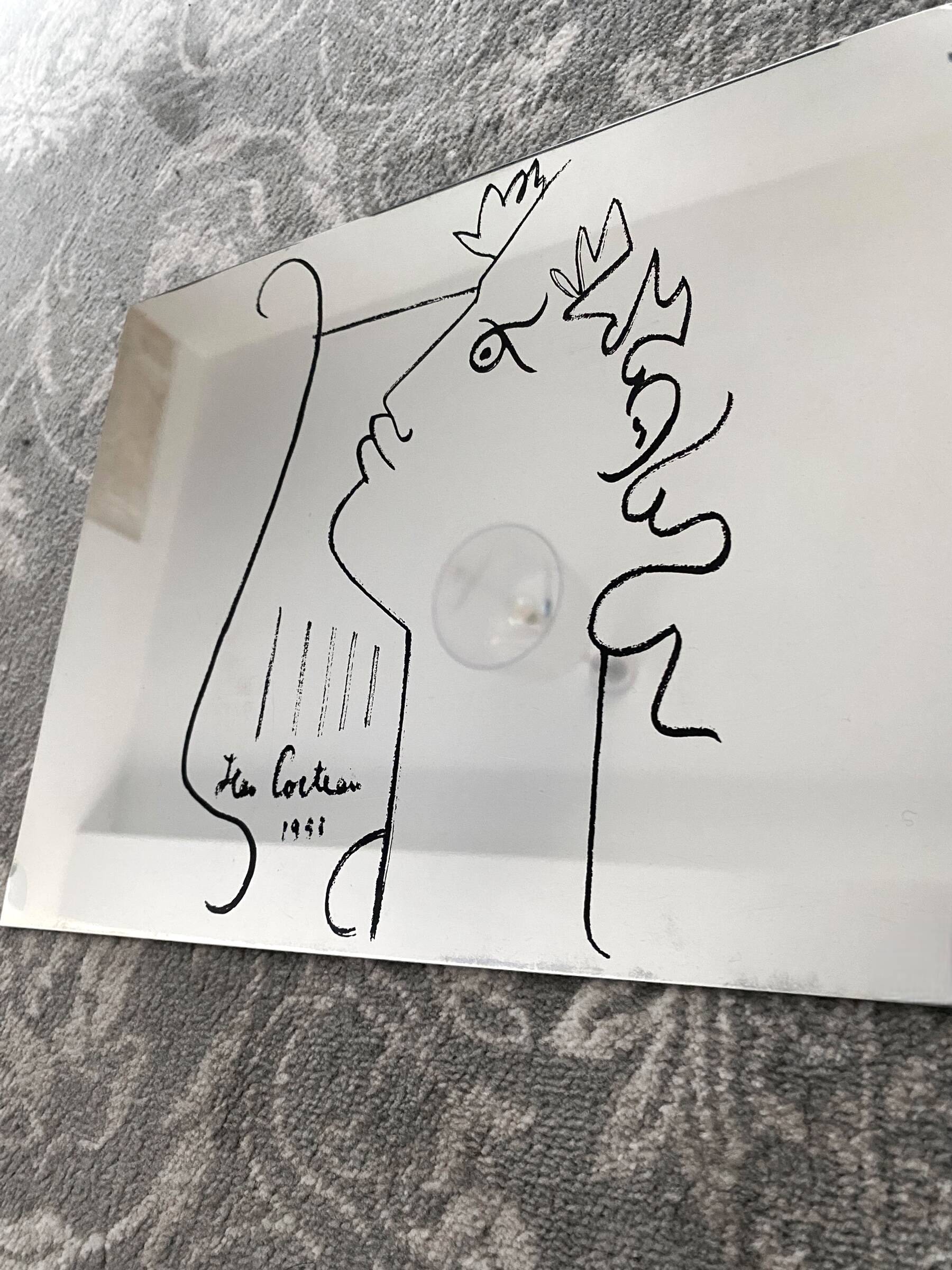 Illustrated mirror profile of Orphée Jean Cocteau 1958