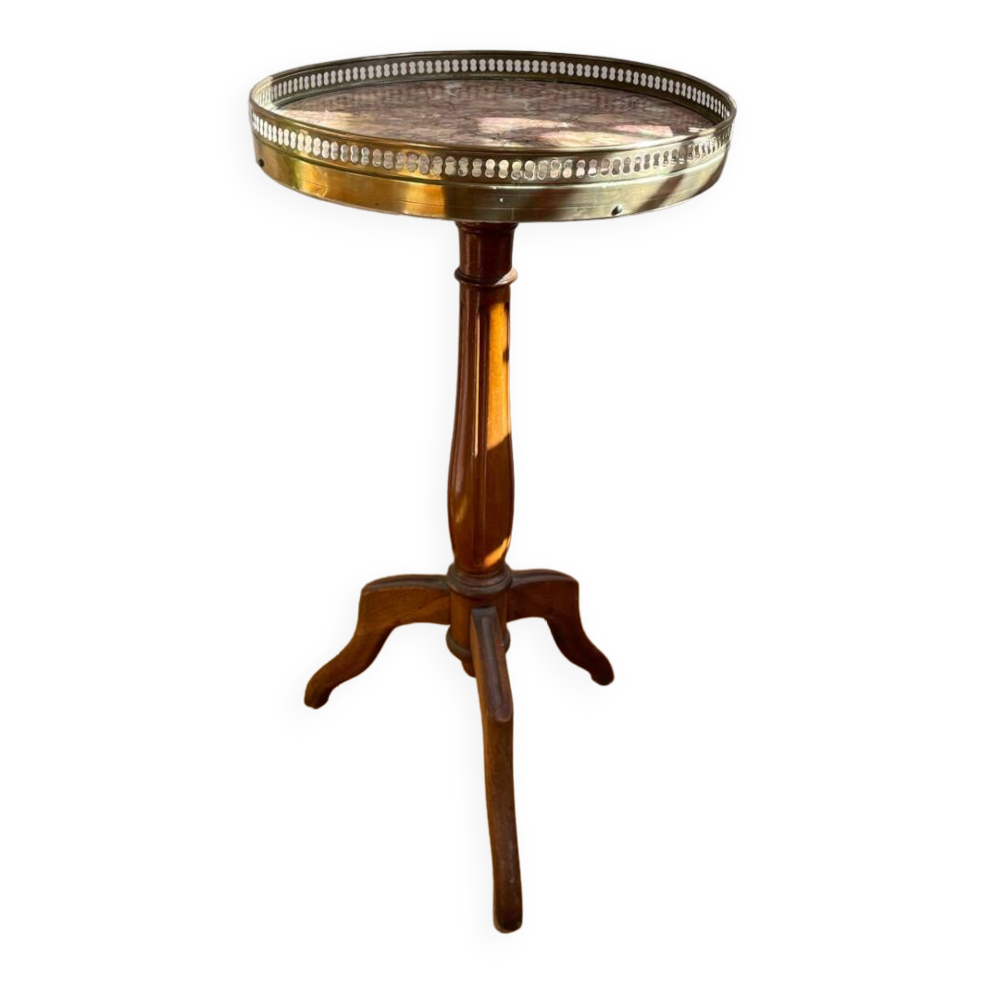 Burgundy marble pedestal table