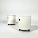 Pair of 70s Kartell Componibili on Wheels in Off White and Coral