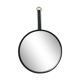 Black Leather Round Mirror