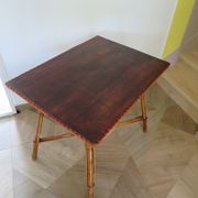 Wooden, bamboo and rattan game table, 1960s