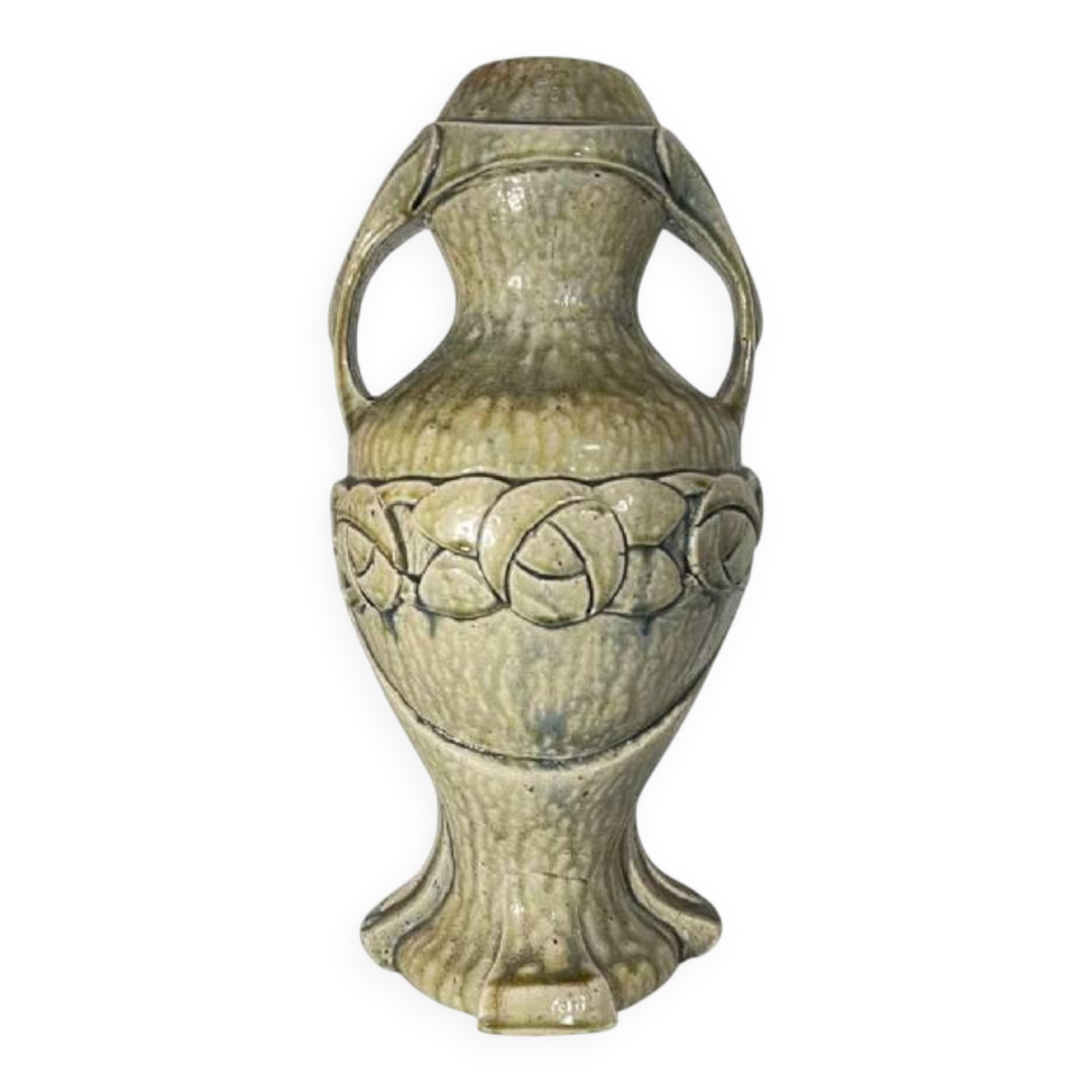 Outdoor vase / sculpture, HELMAN, Art Nouveau glazed stoneware, ca. 1900