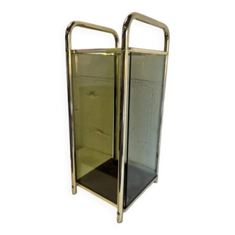 Vintage 'gold' container / umbrella stand / decoration with smoked glass