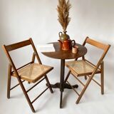 Pair folding chairs caning