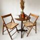 Pair folding chairs caning